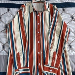 Zaful Men's XL Long Sleeve Stripe Casual Shirt